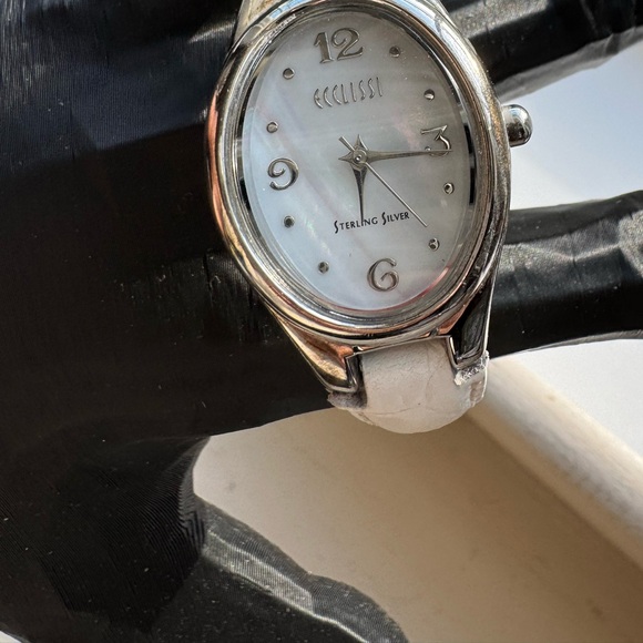 Ecclissi Sterling Silver Watch with White Leather Strap main image 8